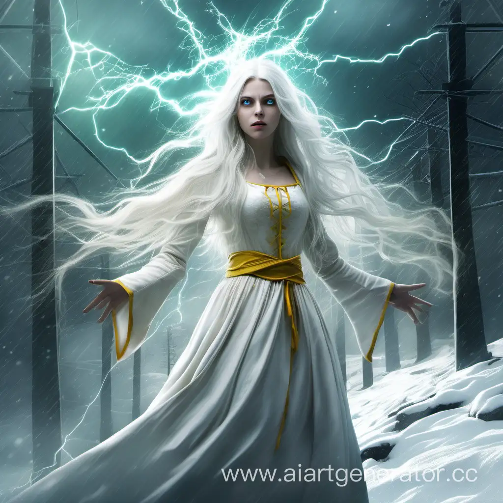 Mystical-WhiteHaired-Girl-Conjuring-Electricity-in-Winter-Valley-and-Summer-Greenery