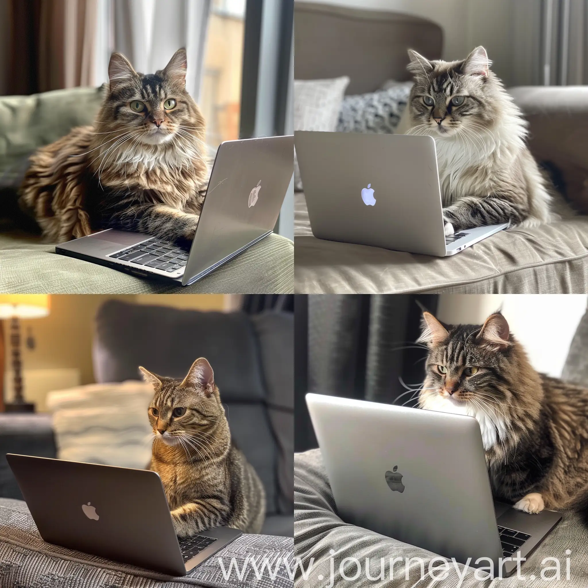 Adventurous-Cat-Working-on-Laptop-in-a-Modern-Setting
