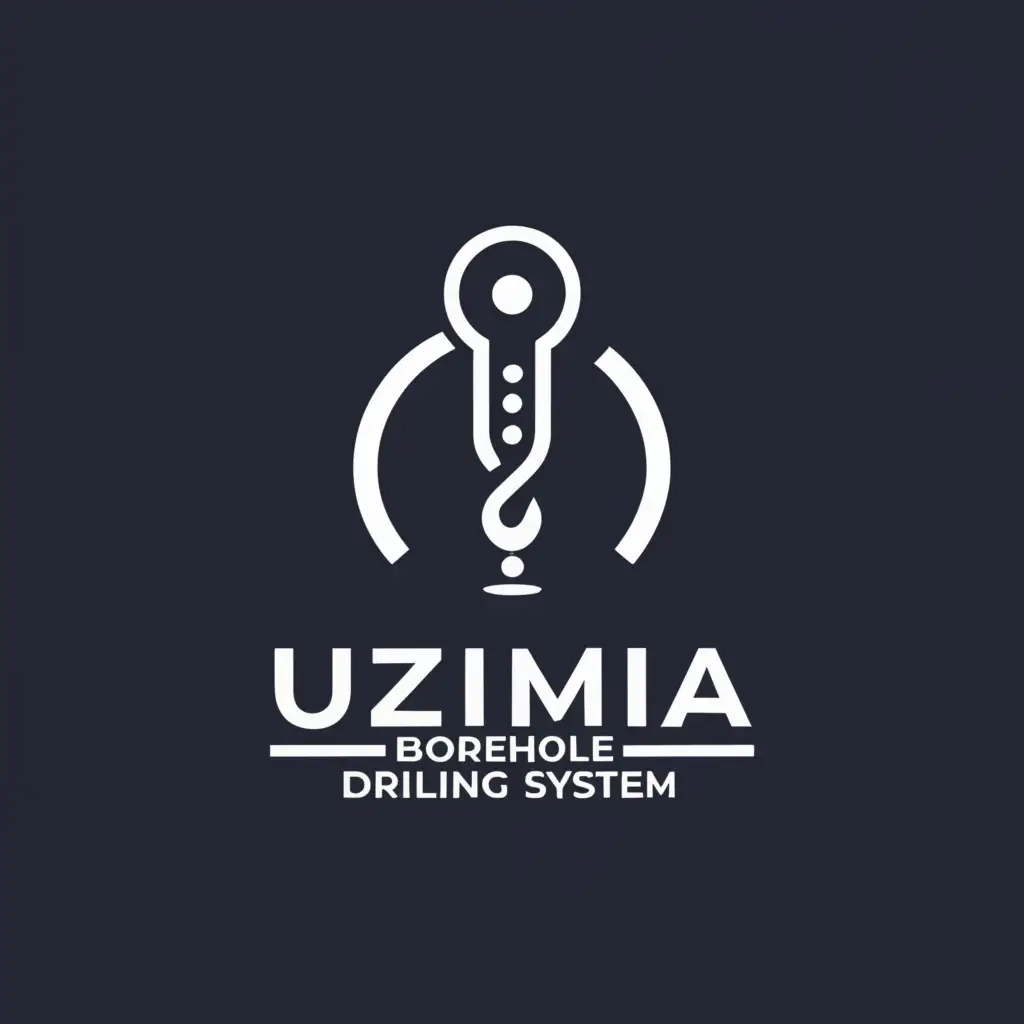 a logo design,with the text "UZIMA BOREHOLE DRILLING SYSTEM", main symbol:Borehole drilling machine,complex,be used in Technology industry,clear background