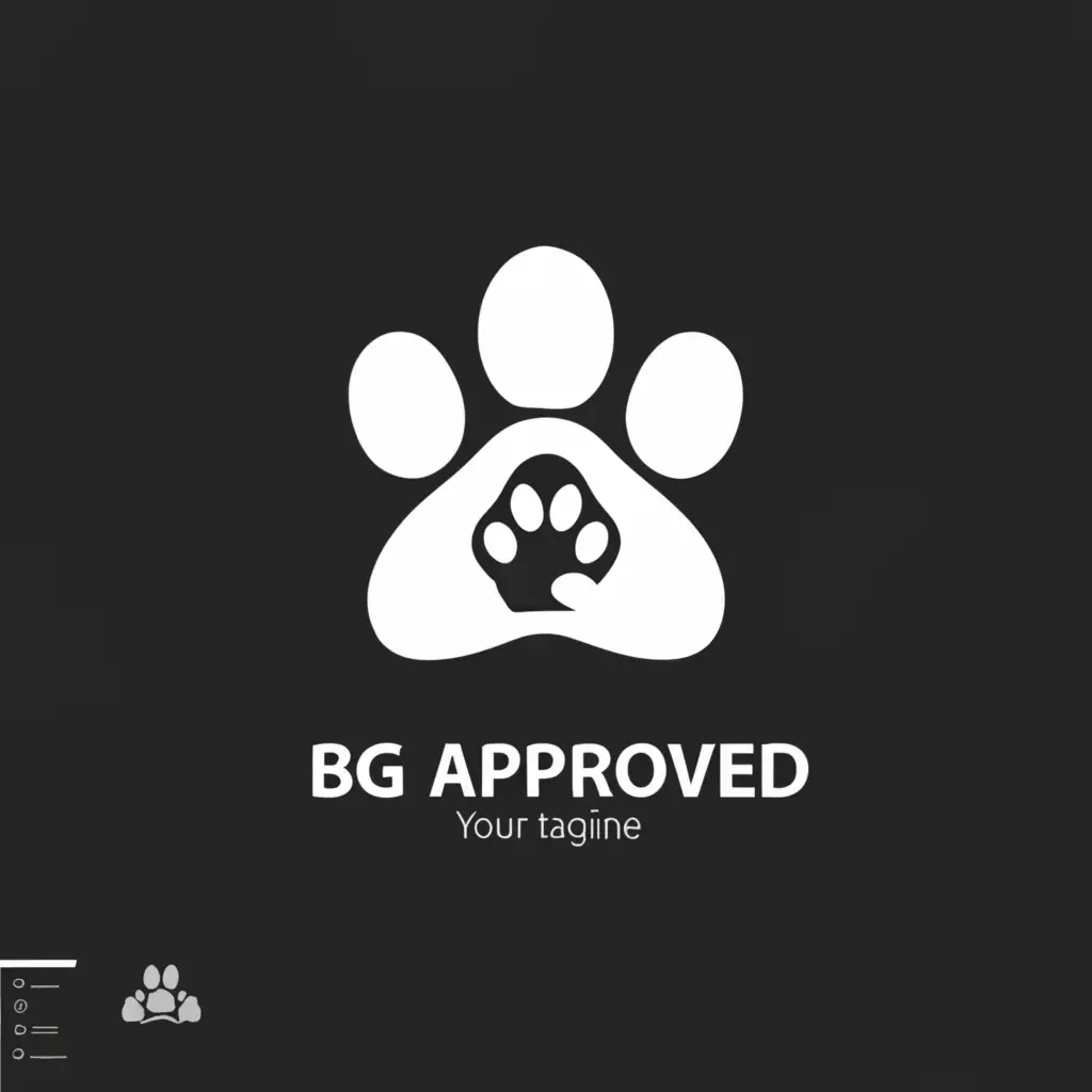 a logo design,with the text "BG Approved", main symbol:White paw print black background,Moderate,clear background
