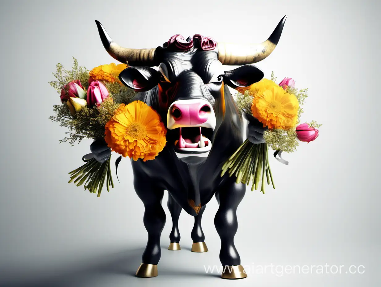 Graceful-Bull-Holding-a-Bouquet-in-a-Whimsical-Display
