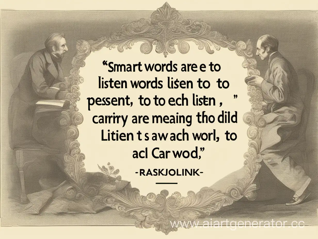 изобрази графически цитату Раскольникова : "Умные речи приятно и слушать". Каждое слово должно нести смысл