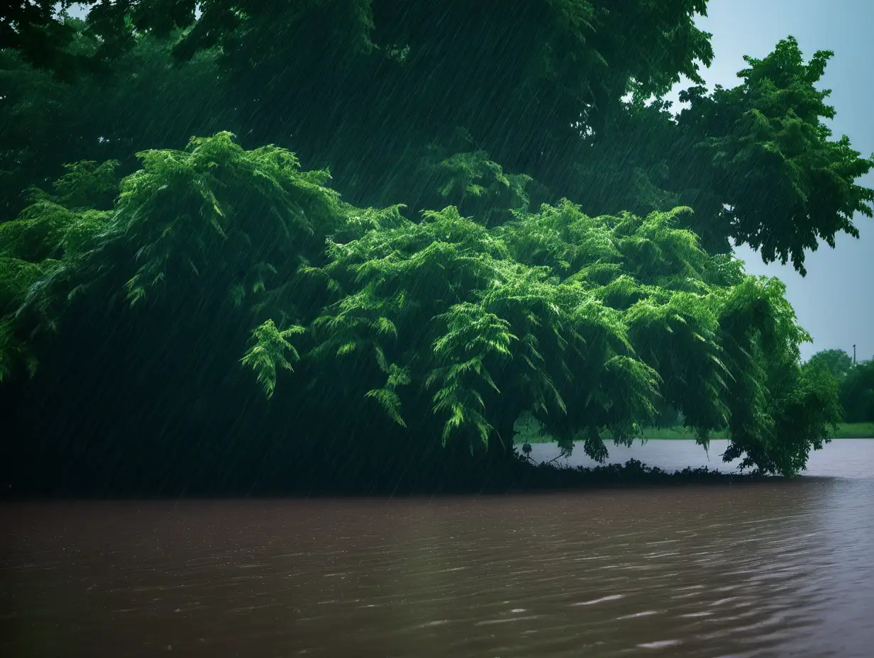 Thunderstorm Unleashing Natures Fury on Skokie Lagoons Island