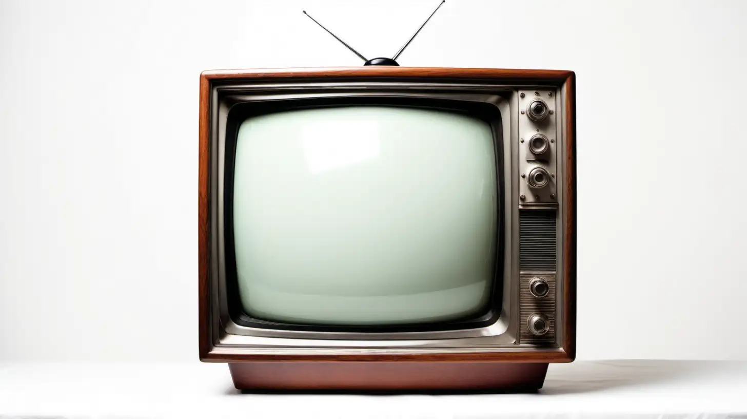 Vintage Television on White Background
