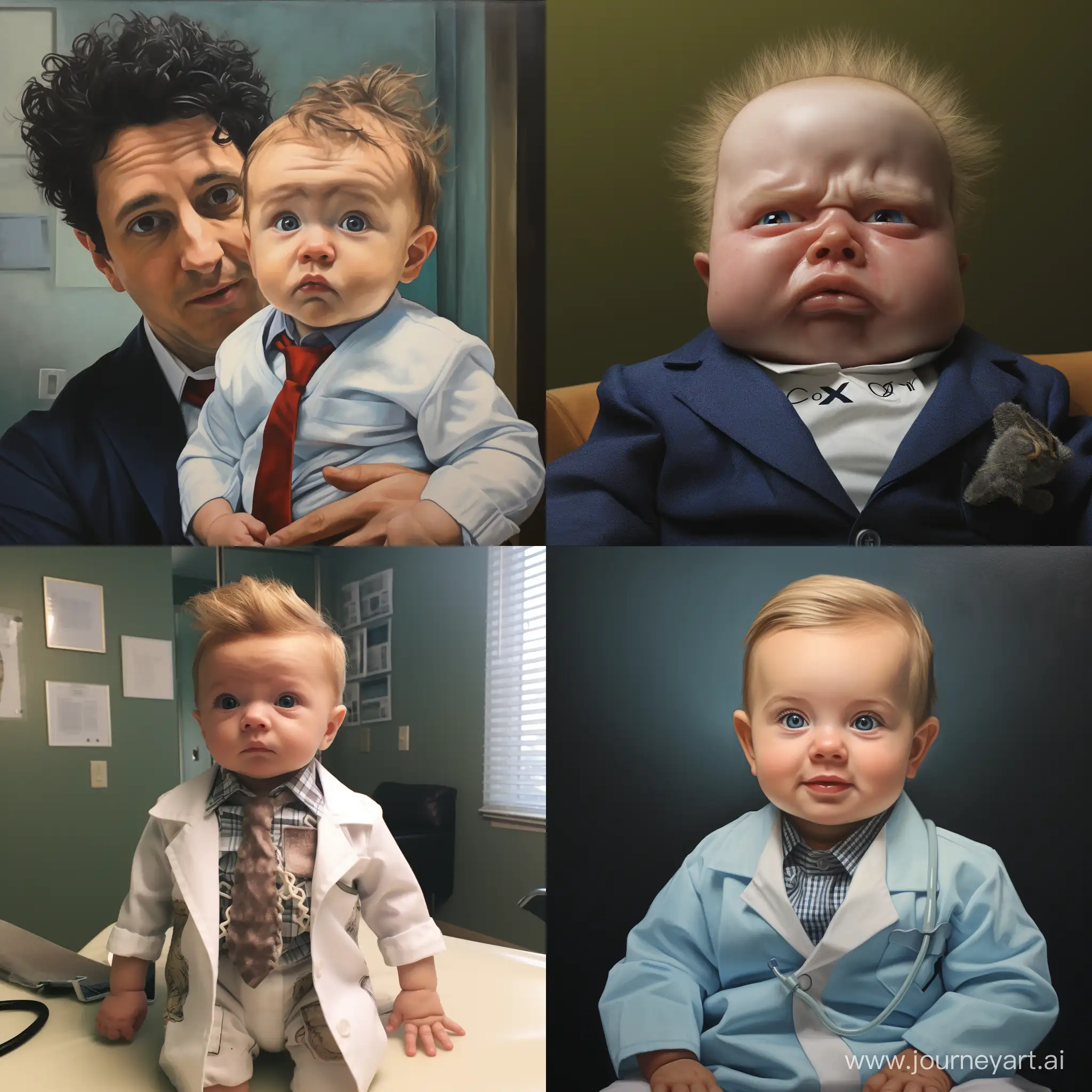 Dr. Cox's face on a baby