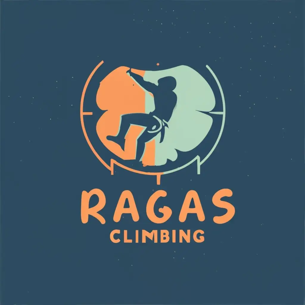 logo, wall climbing, with the text "Ragas Climbing", typography, be used in Sports Fitness industry