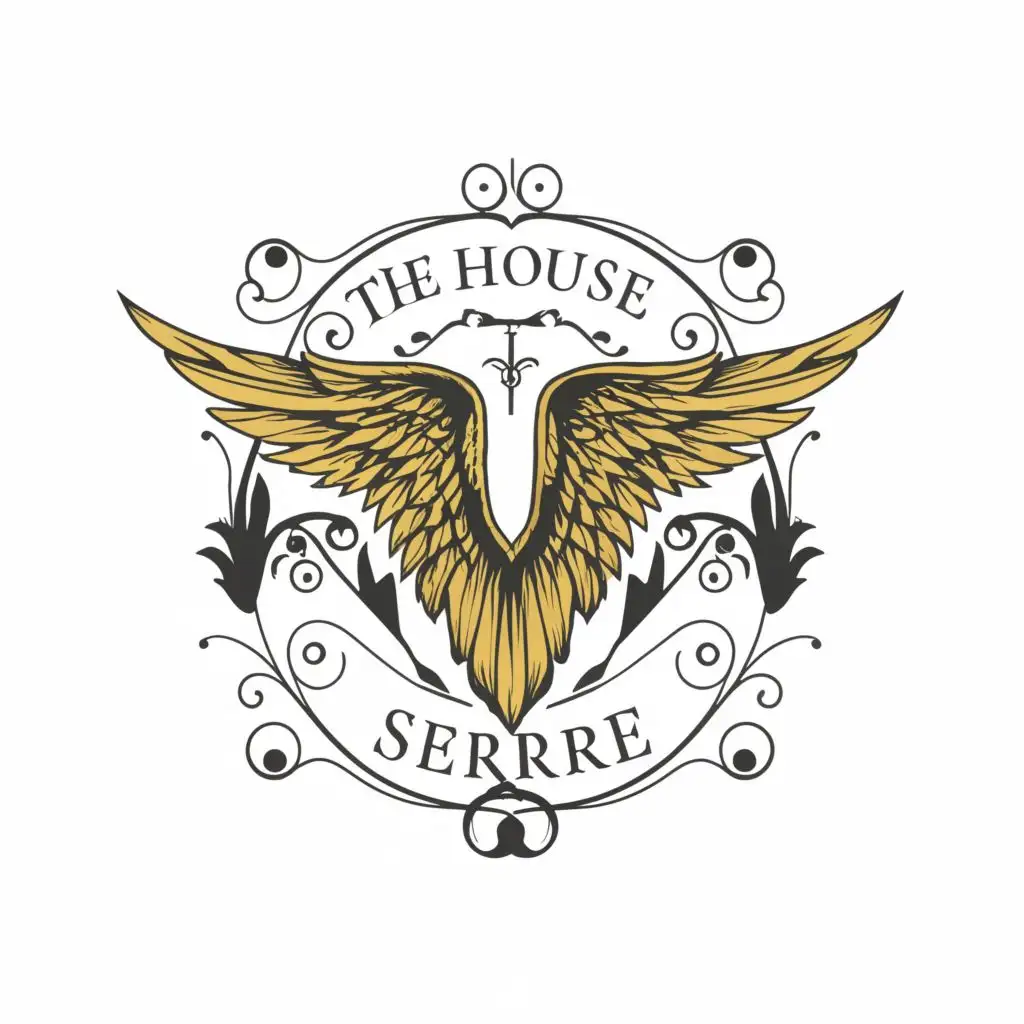 logo, Horse Wings, with the text "The House of Serre", typography