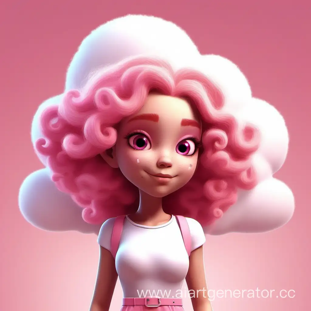 Create a girl character that looks like a cloud in pink
