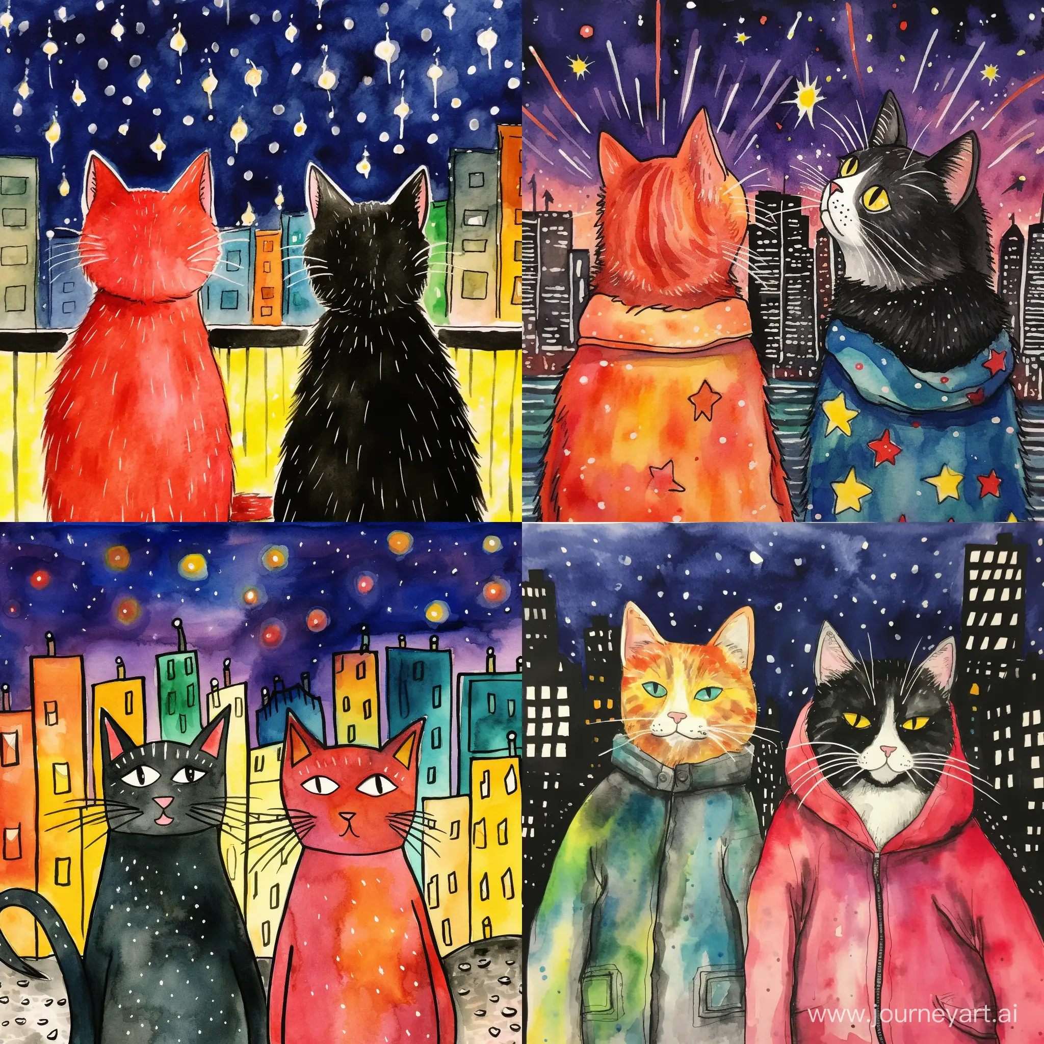 Festive-Felines-in-Colorful-New-Years-Eve-Celebration