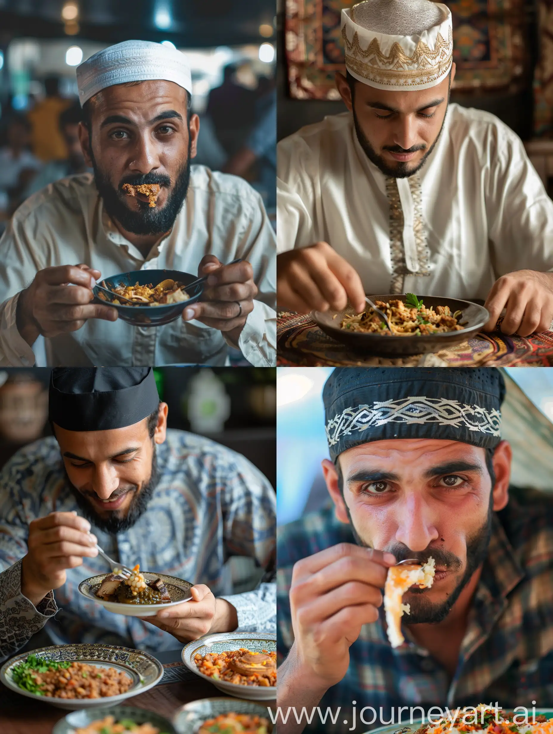 Man-Enjoying-Iftar-with-Family-During-Ramadan