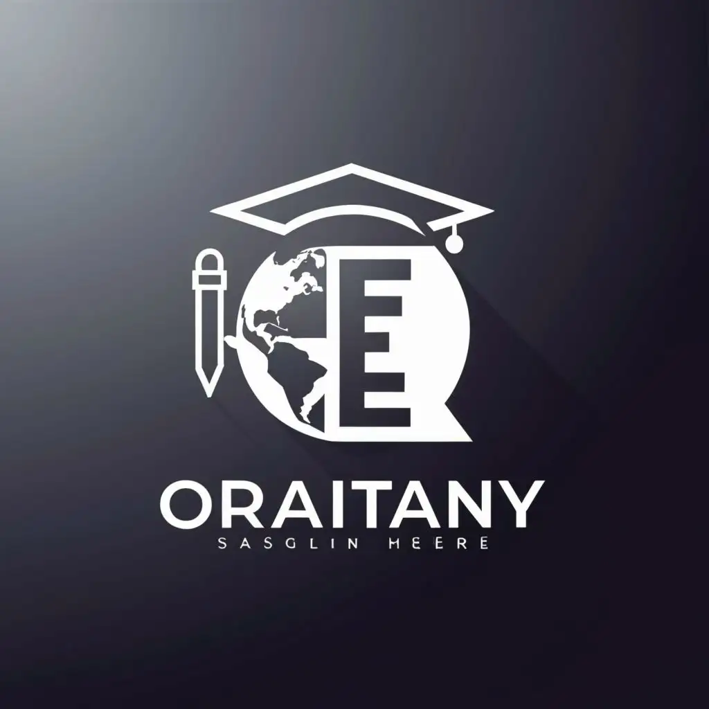 a logo design,with the text "E", main symbol:globe with graduation cap on it as well calendar and pen,Moderate,clear background