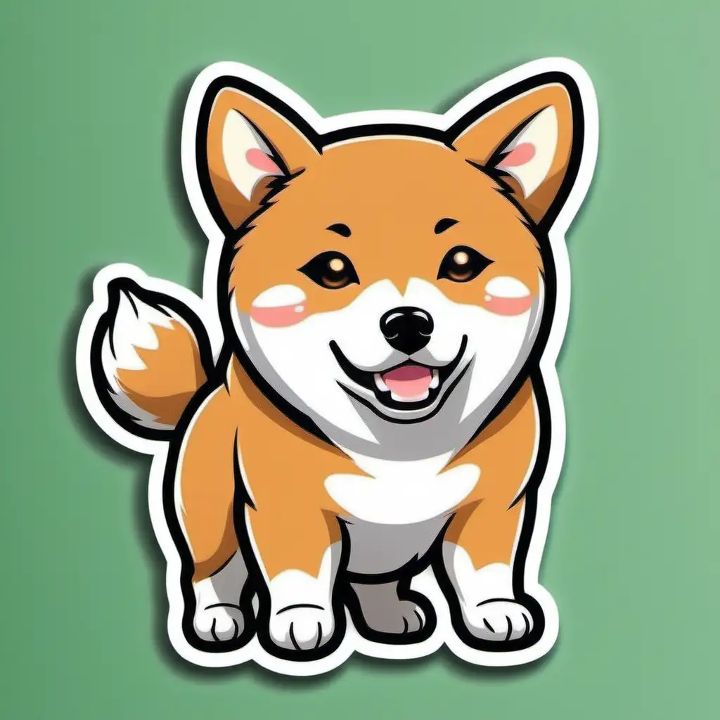 Playful Shiba Inu Dog Sticker with Cheerful Expression