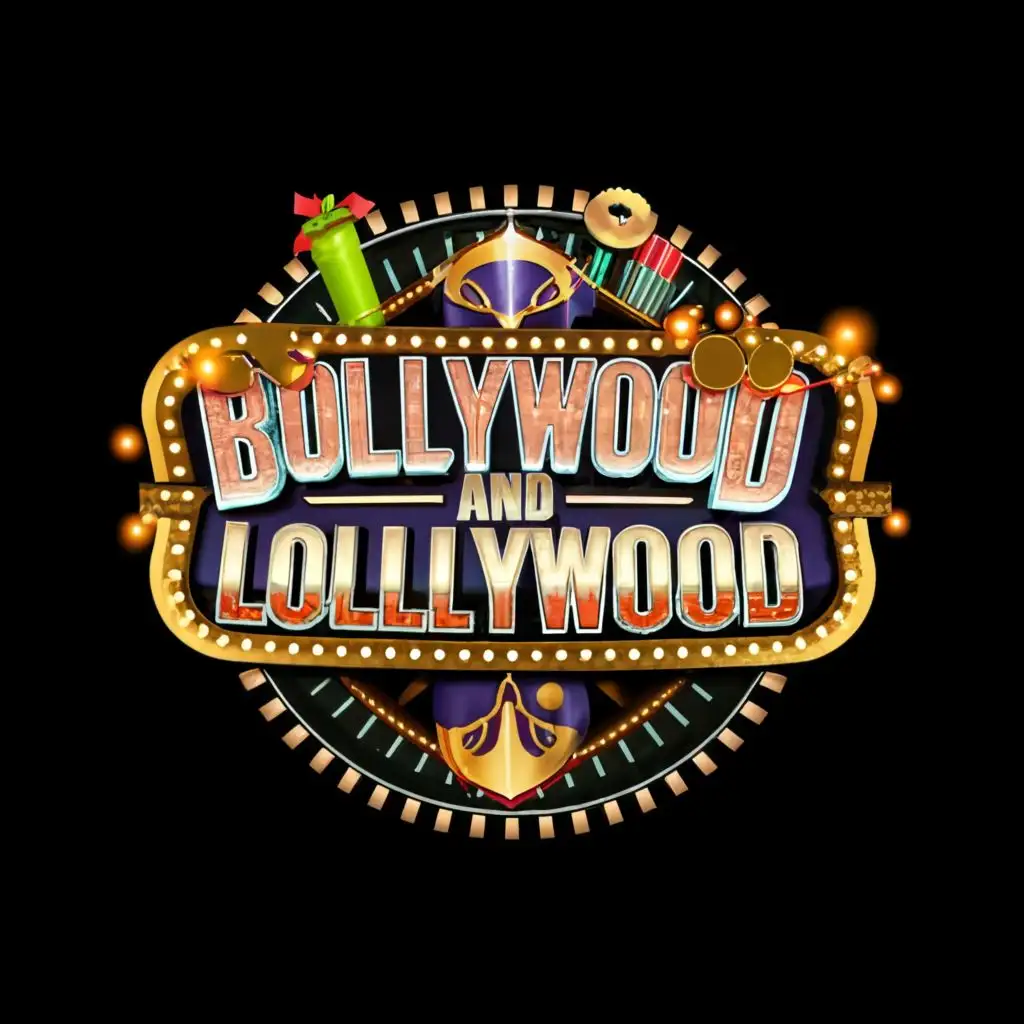 logo, movie, with the text "Bollywood and Lollywood", typography