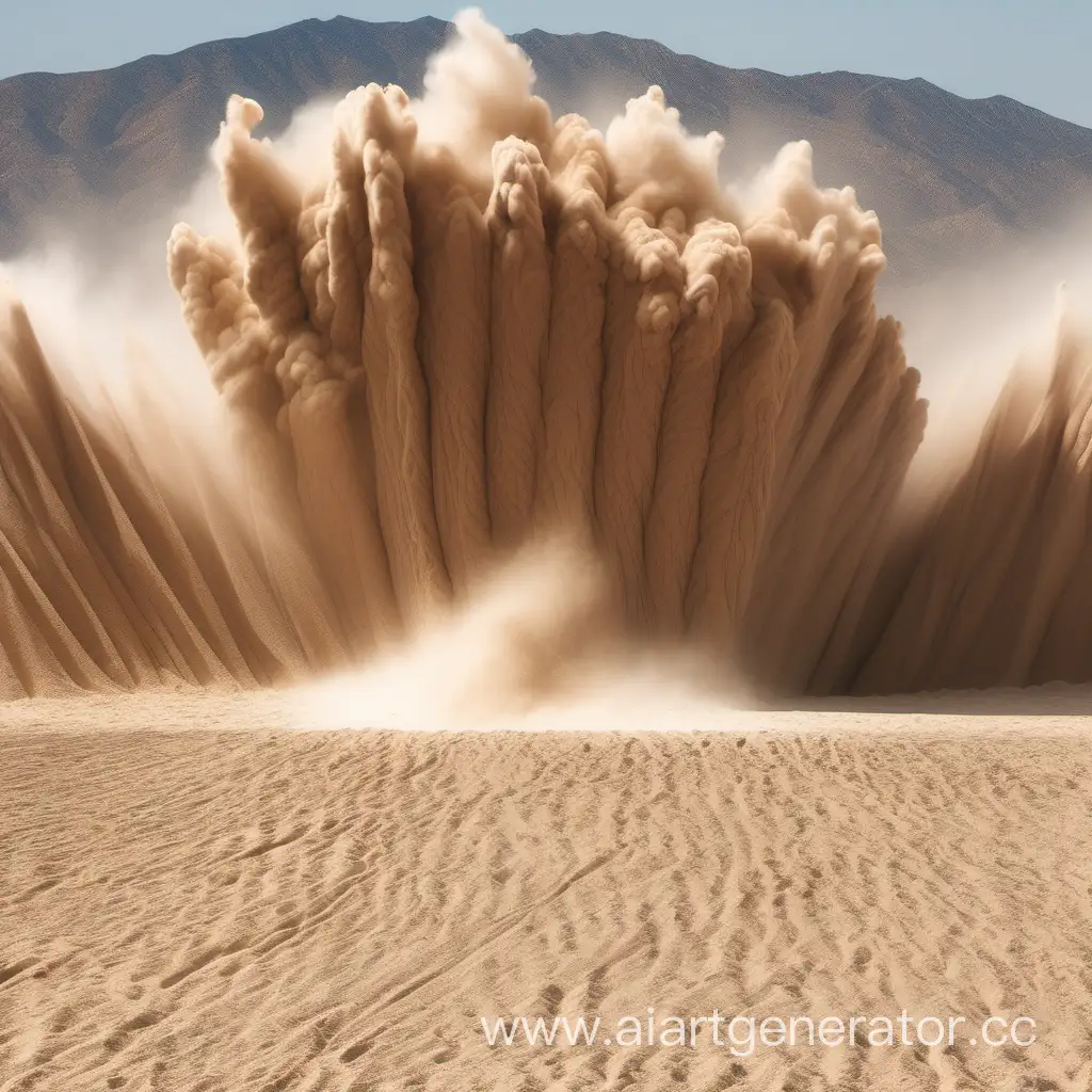 Огромная лавина из песка летит на ковбоев в пустыне