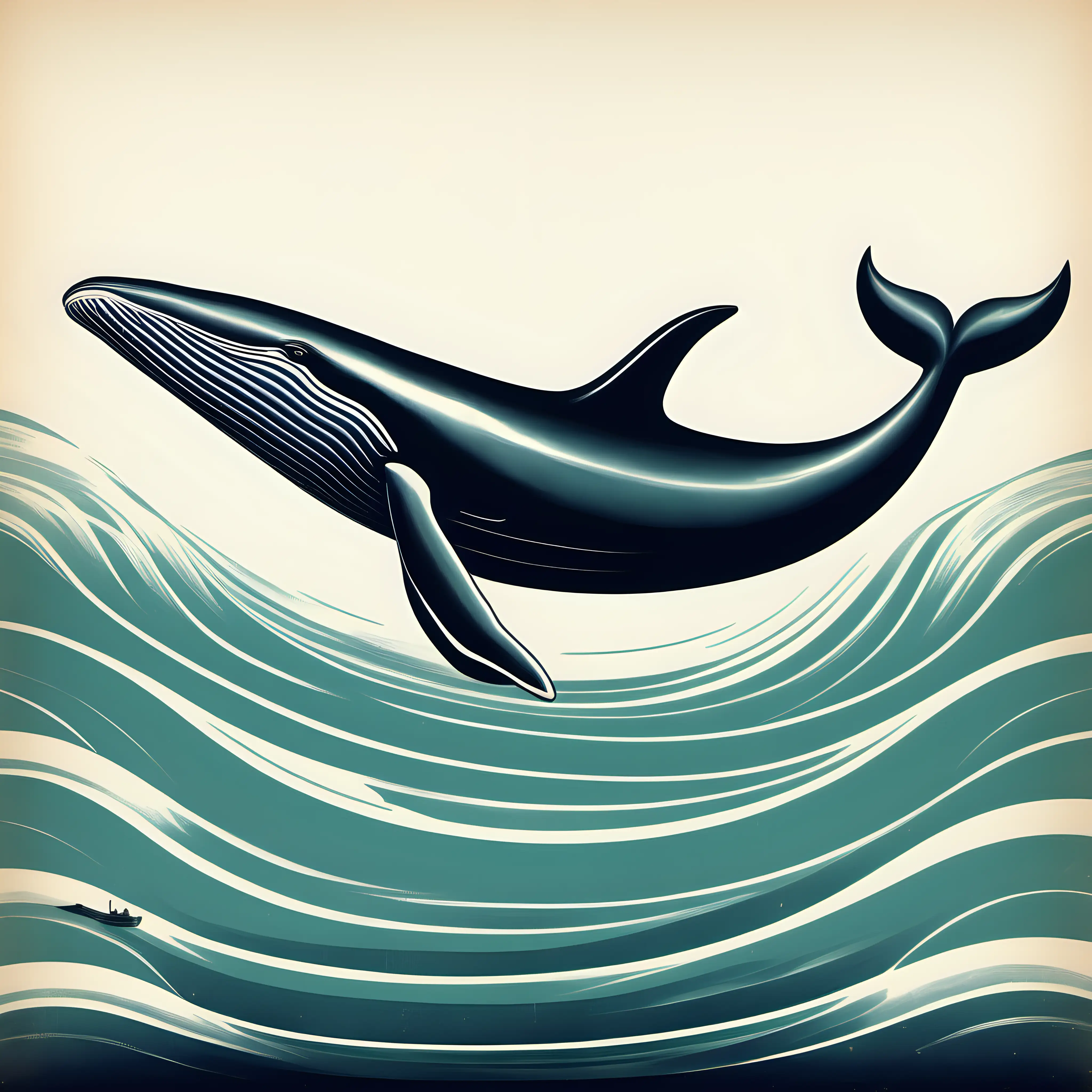 Midcentury Humpback Whale Illustration
