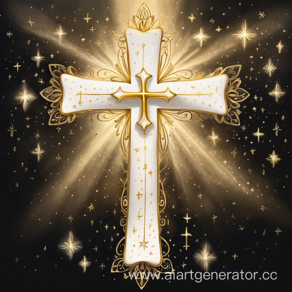 Сделай крест золотой могический посредине закрытым глазом рисунком белым и на концах звёздочки золотые