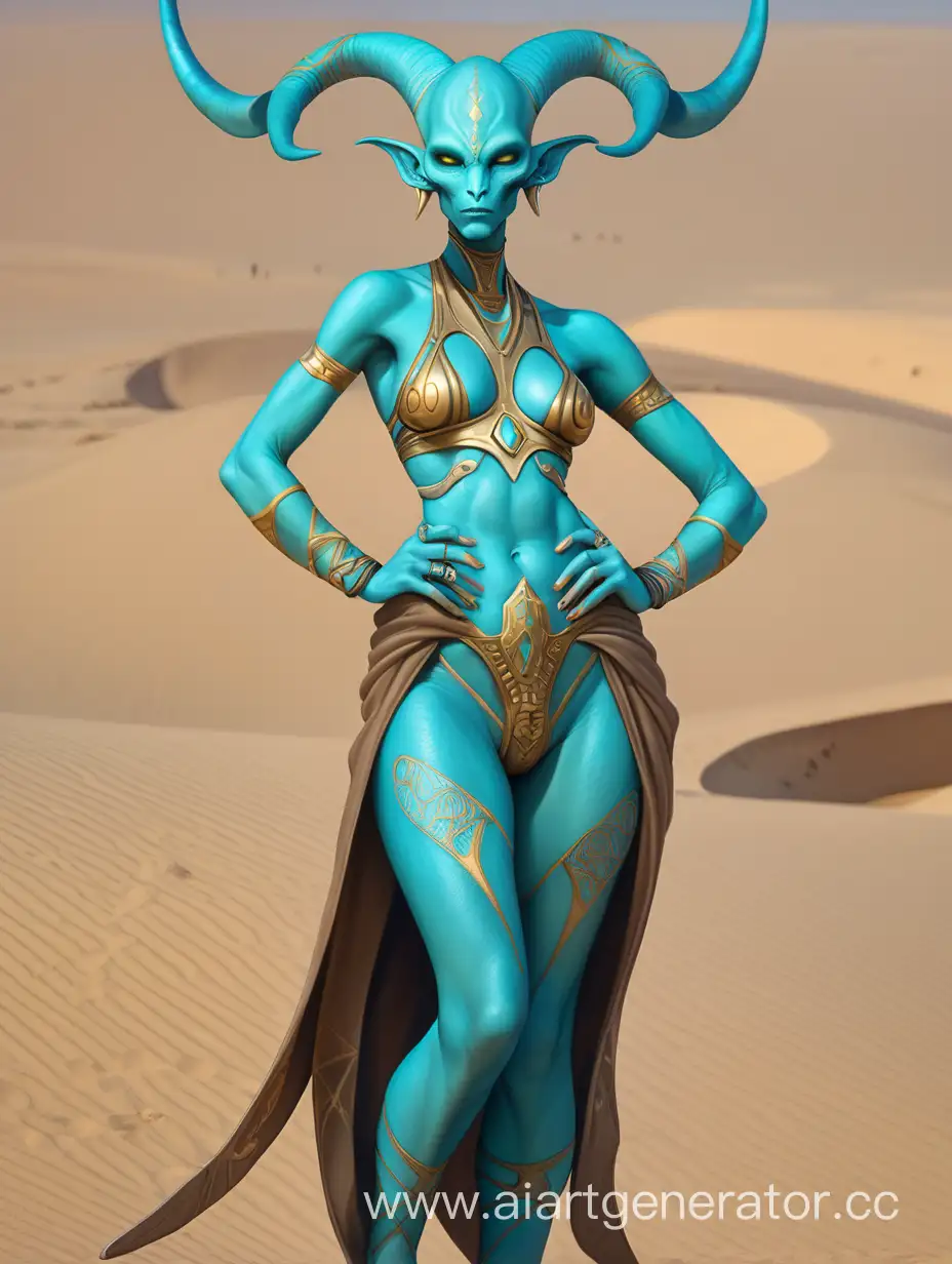 Mesmerizing-Turquoise-Alien-Dancer-with-Curvy-Body-and-Golden-Attire