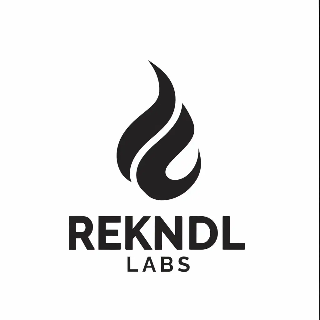a logo design, with the text "REKNDL LABS", main symbol: black flame, Minimalistic, to be used in Beauty Spa industry, clear background