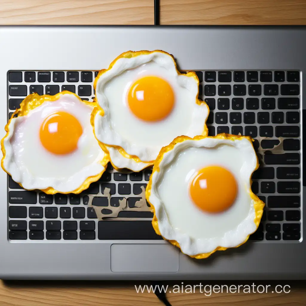 Laptop-and-Keyboard-with-Fried-Eggs