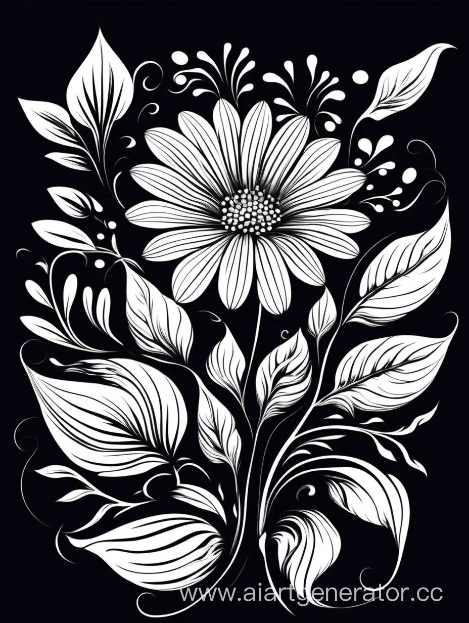 Vintage Flower
 vector, illustration, 4k, white on black background