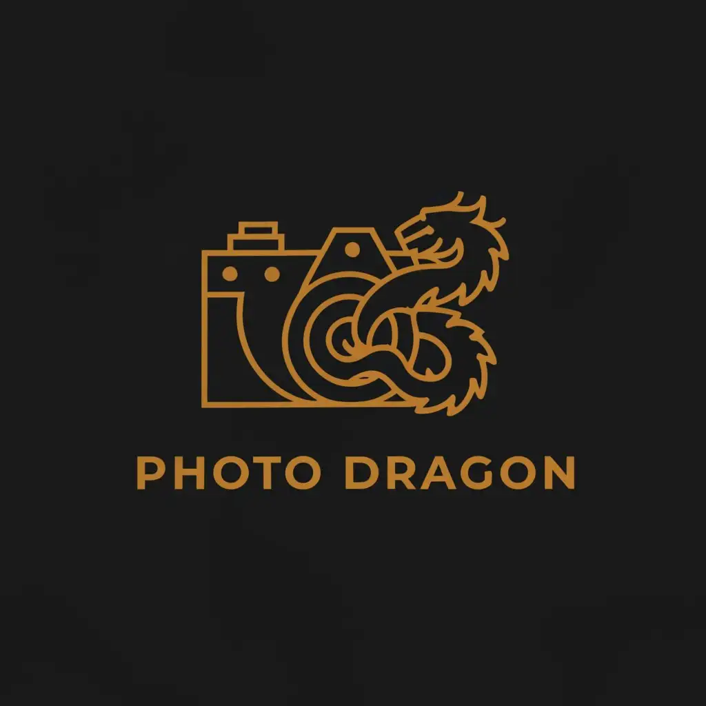 a logo design,with the text 'Photo Dragon', main symbol:camera and dragon wing,Minimalistic,be used in Restaurant industry,clear background