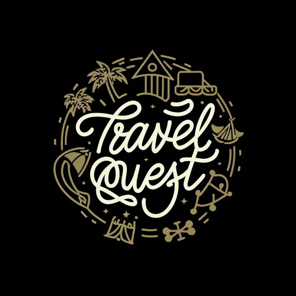 logo, circle black unique design, with the text "Travel Quest", typography, be used in Travel industry