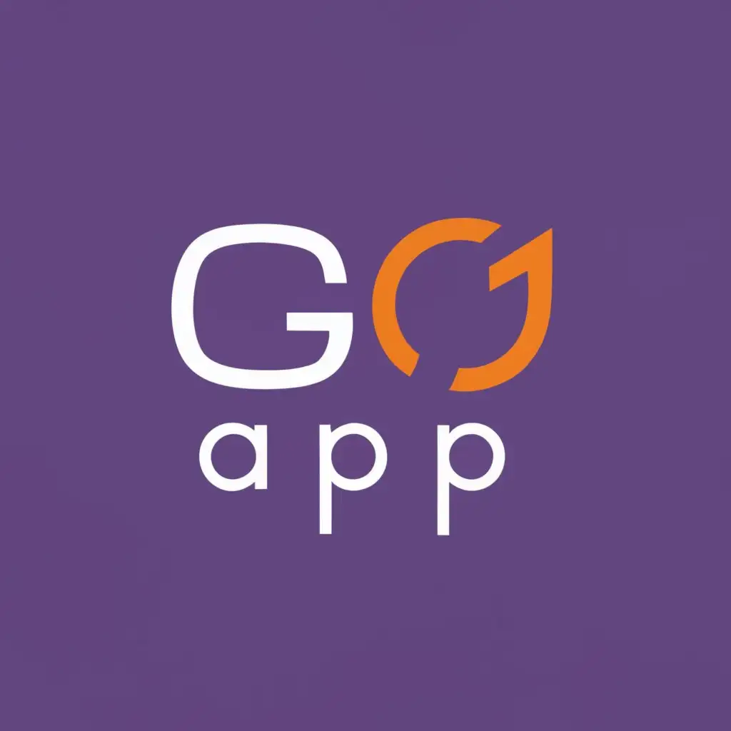 logo, Application , with the text "GoApp", typography, be used in Internet industry. Make it in purple background and for the latter use white and orange colour.