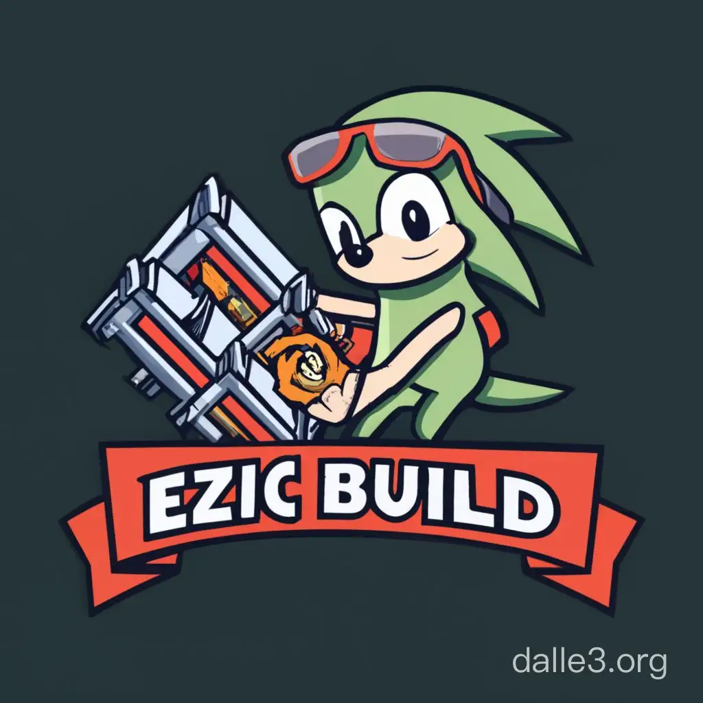 Logo, the hedgehog builds like in Fortnite, title "Ezic Build"