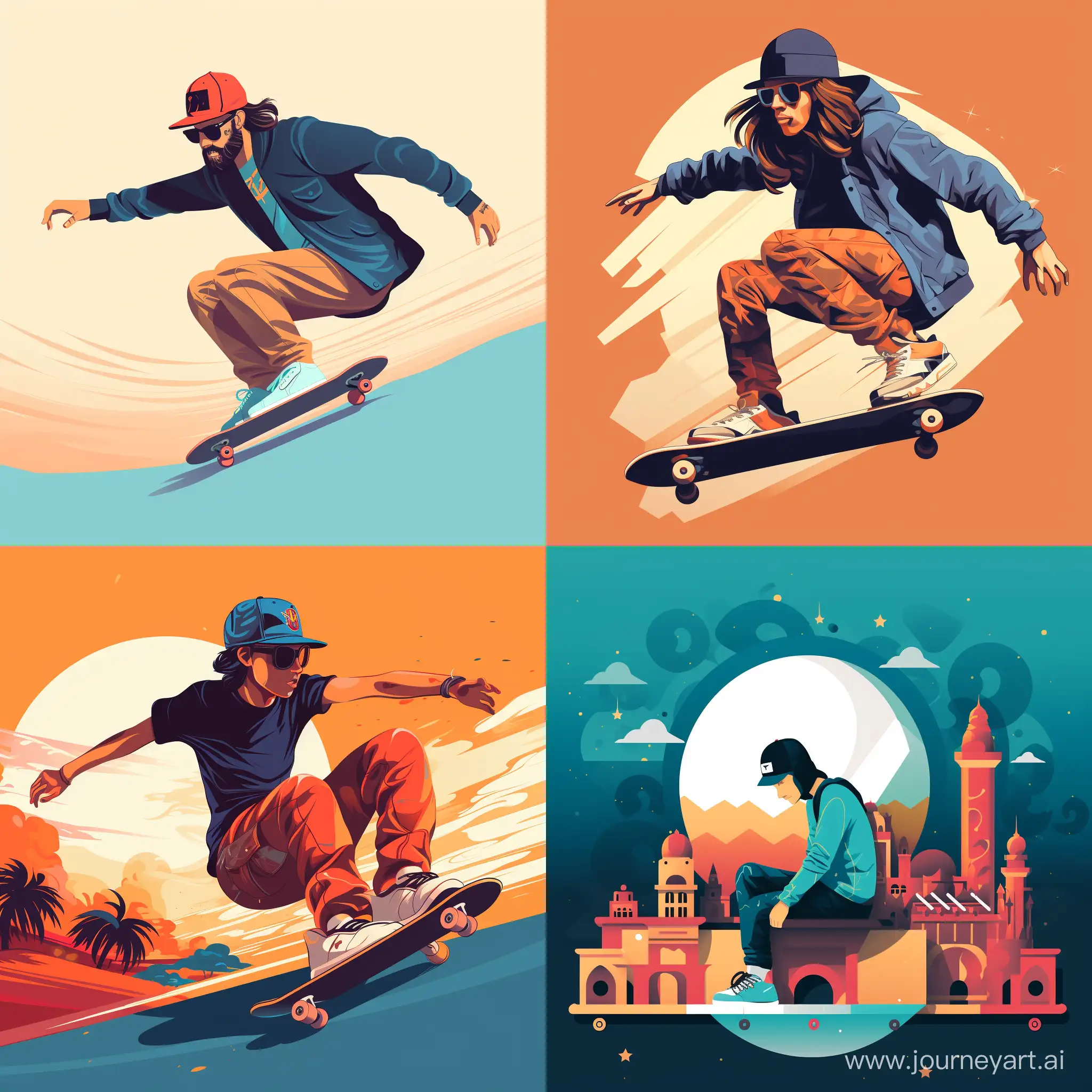 Flat-Vector-Illustrations-of-Skateboard-Designs
