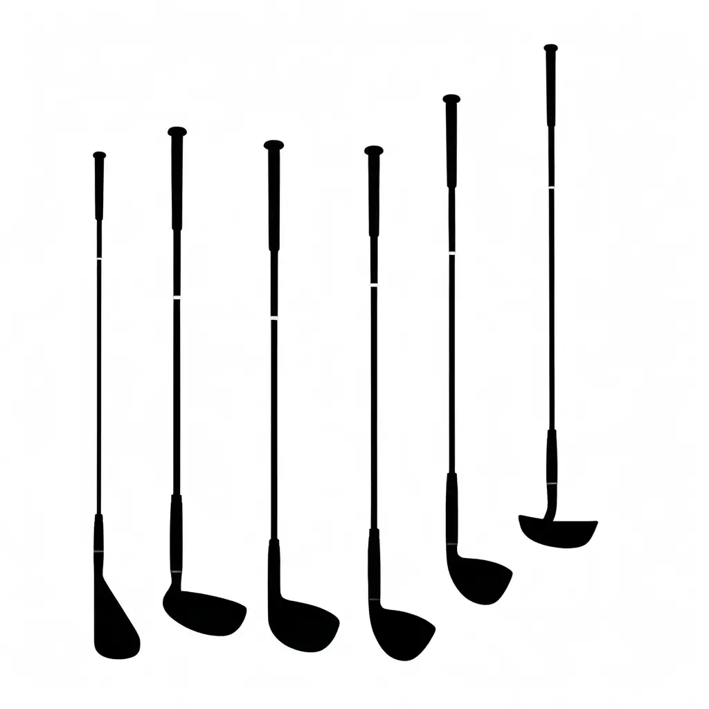 golf clubs, black vector art 
