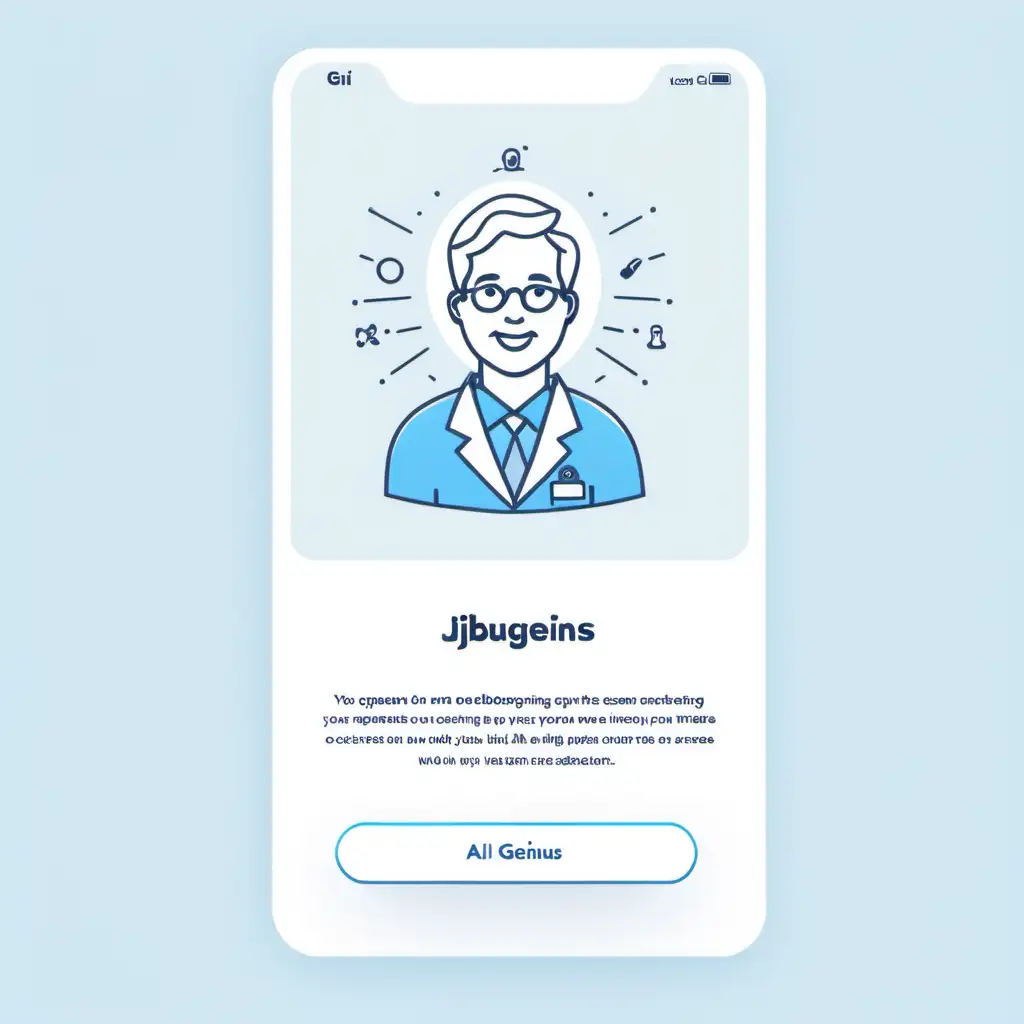 Generate a Onboarding Screen for JibuGenius.
The screen should have a welcome text and an appropriate  AI image, navigation to a setup/Signup screen. Also a navigation to the subscription screen.
Please add any other features that would be appropriate for this kind of a screen.