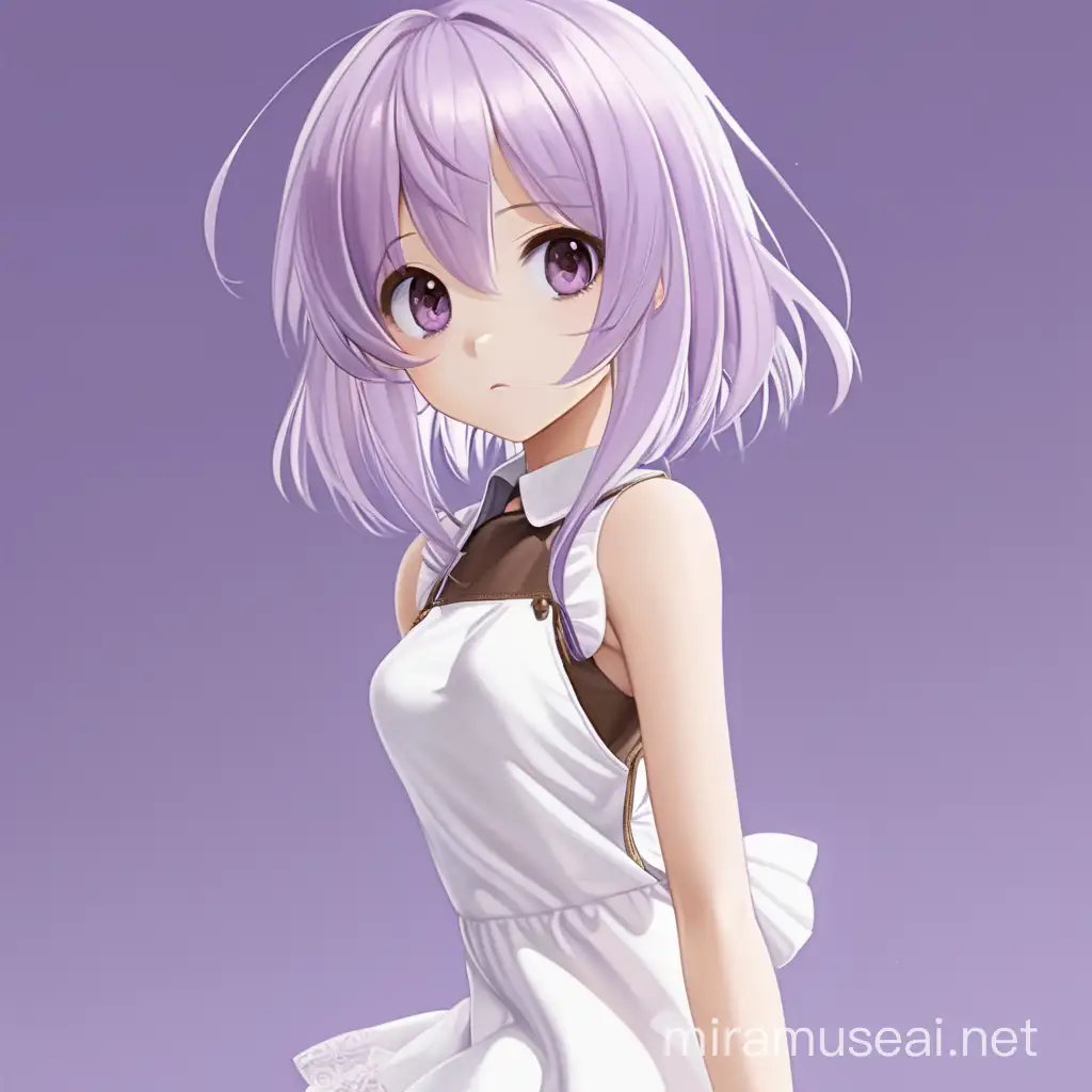 Ethereal Anime Girl with Light Purple Hair in White Mini Dress