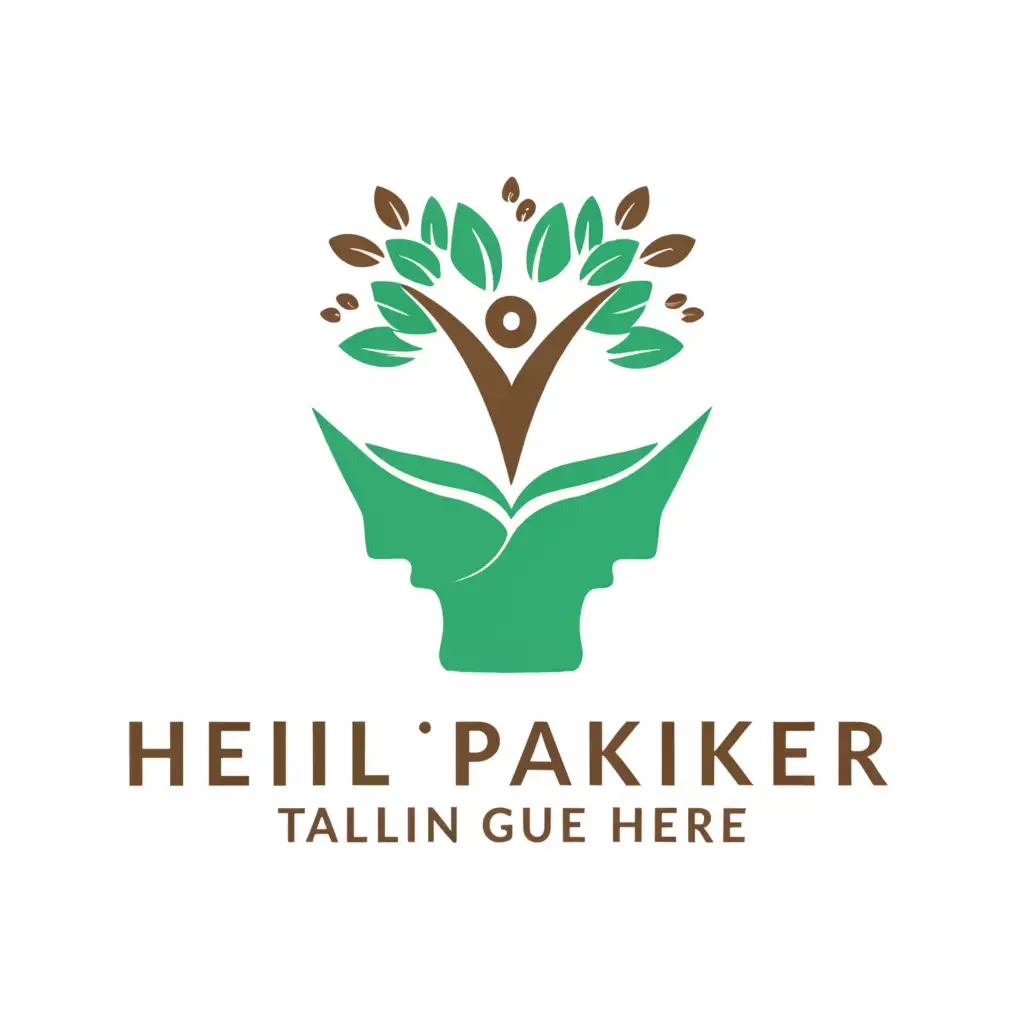 a logo design,with the text "Heilpraktiker", main symbol:humanheart, in a head, holding in hands, healing the tree,Moderate,be used in Education industry,clear background