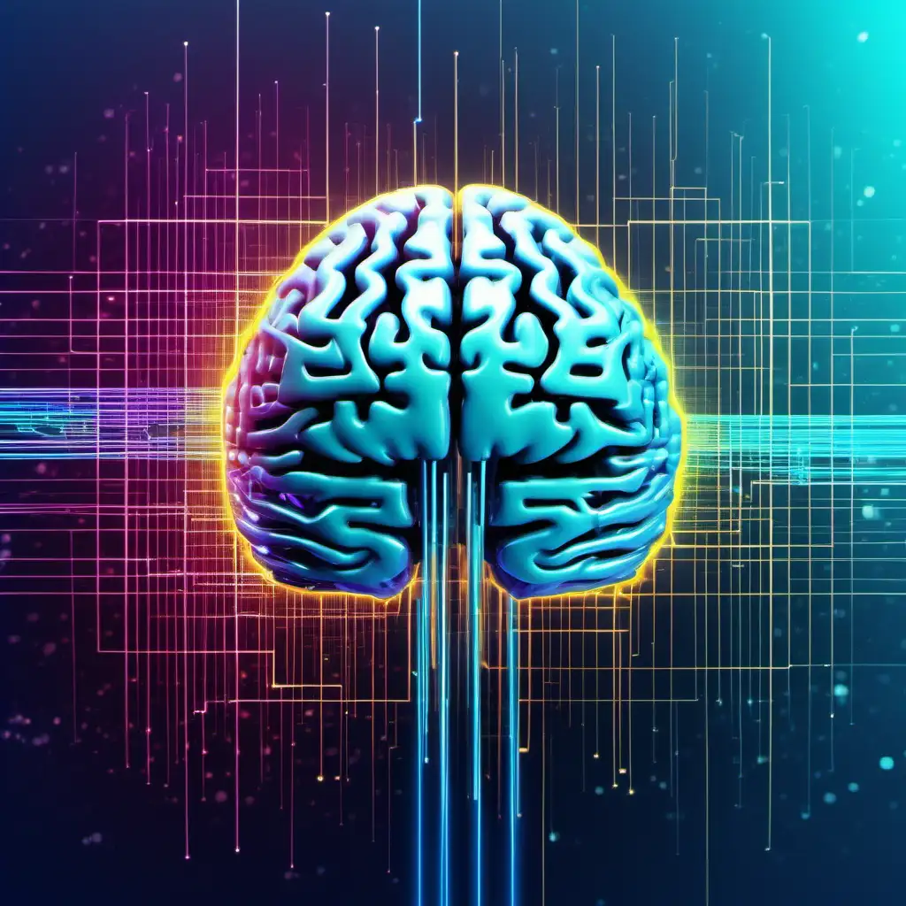Dynamic AI Brain Neural Network Visualization Futuristic Multidimensional Data Streams