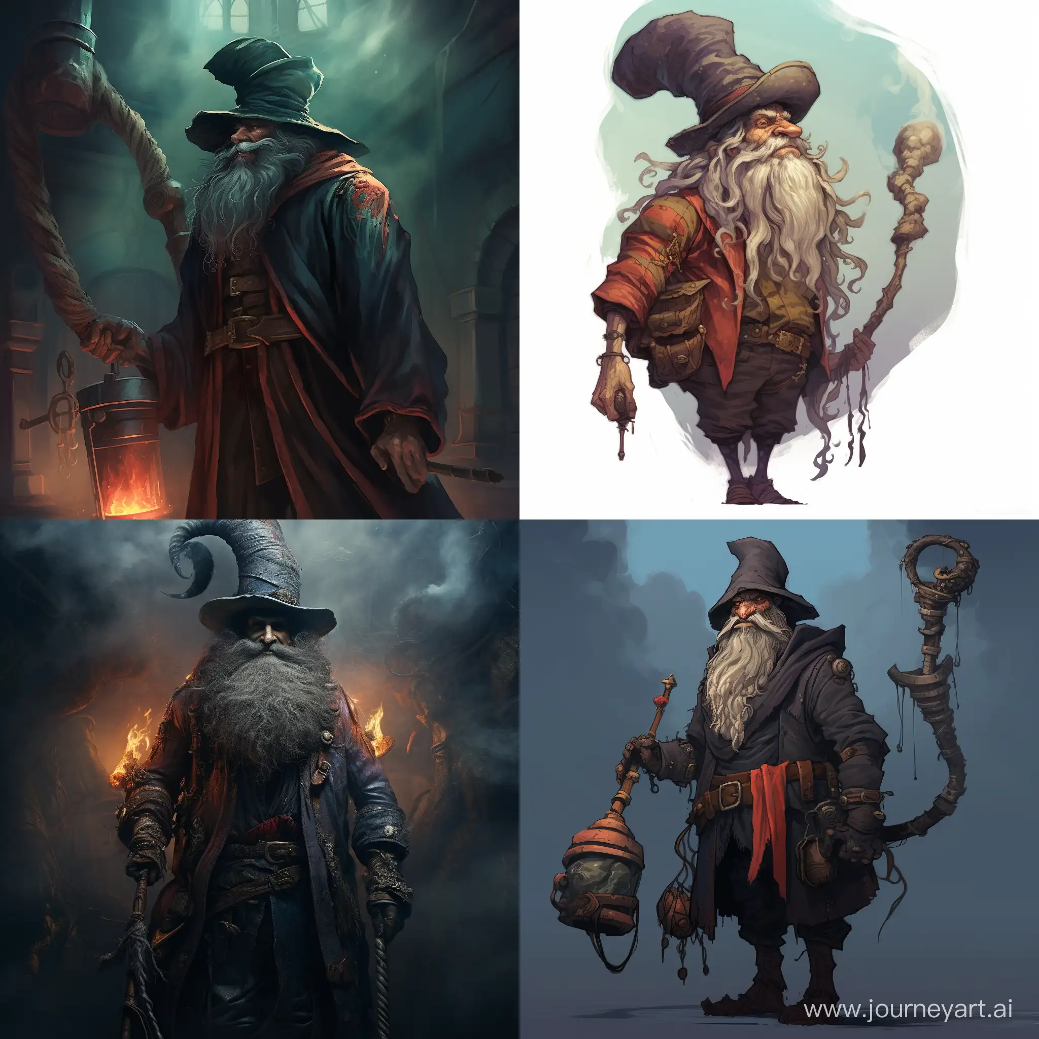 A wizard thief with a huge smoking pipe hanging behind his back