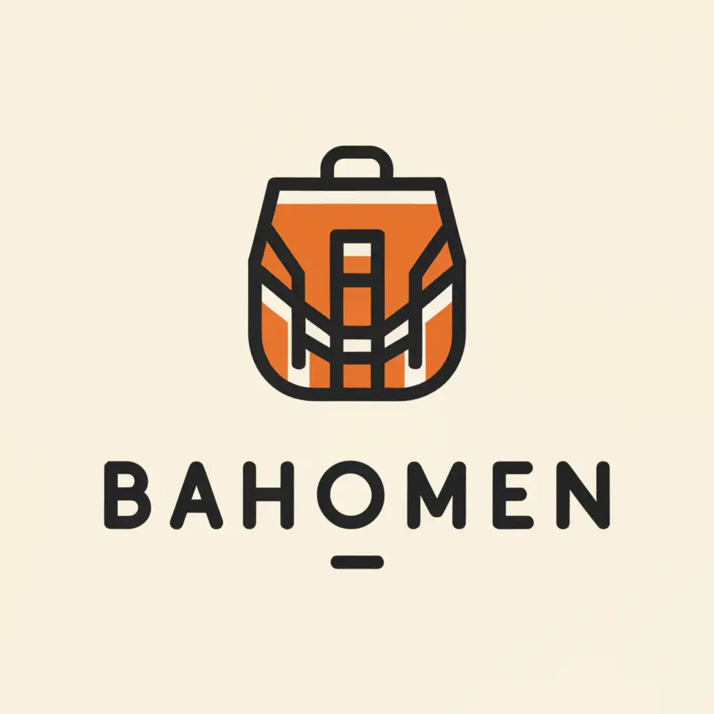 LOGO-Design-for-BAHOMEN-Sleek-Typography-with-Backpack-Symbol-on-Clean-Background