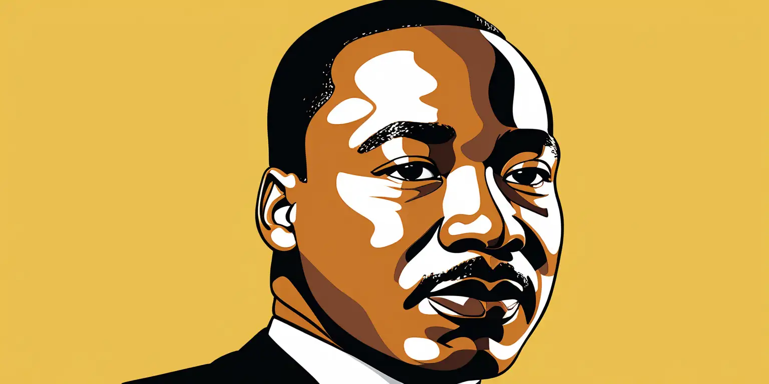 cartoon of the martin luther king jr. with a solid yellow color background