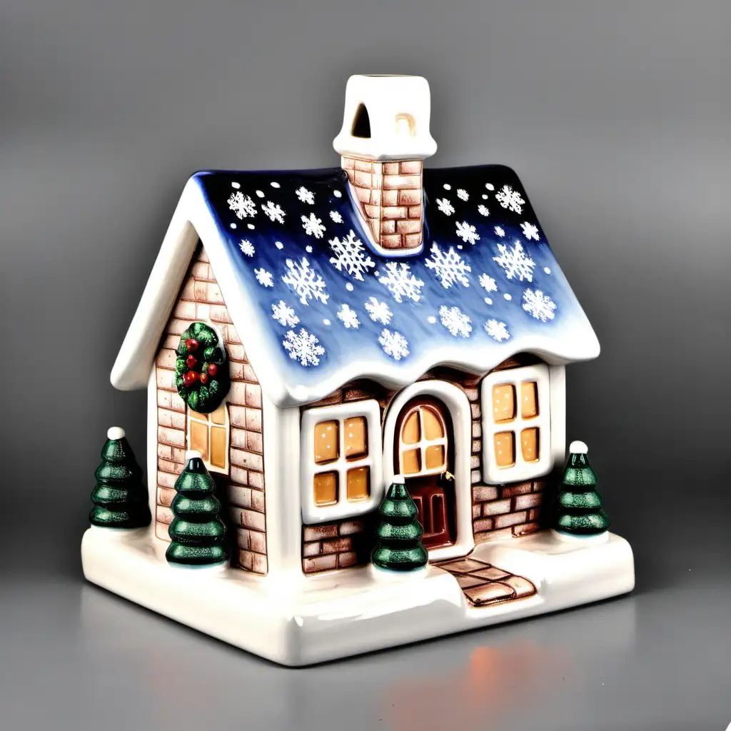 Festive Ceramic Snowflake House Whimsical Christmas Home Decor
