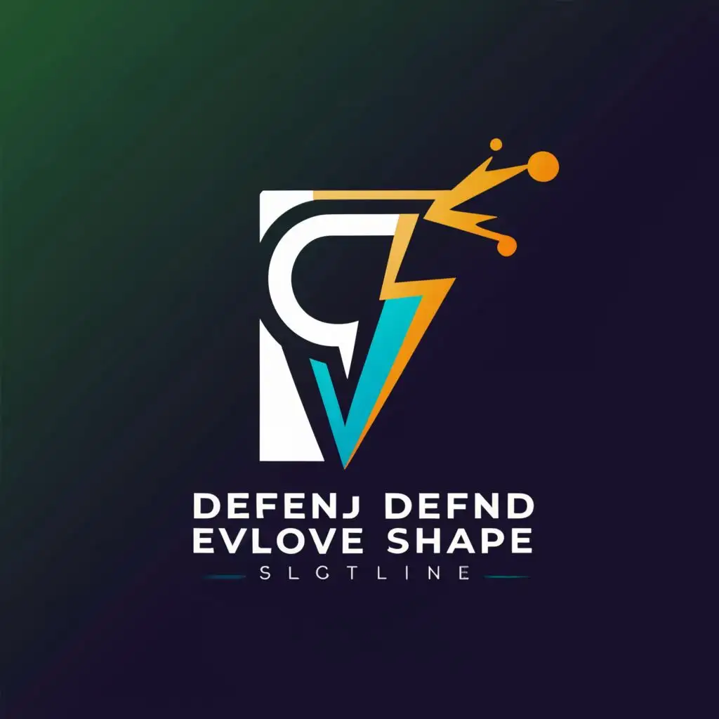 a logo design,with the text "CV
DEFEND EVOLVE SHAPE
", main symbol:electricity,Moderate,be used in Technology industry,clear background