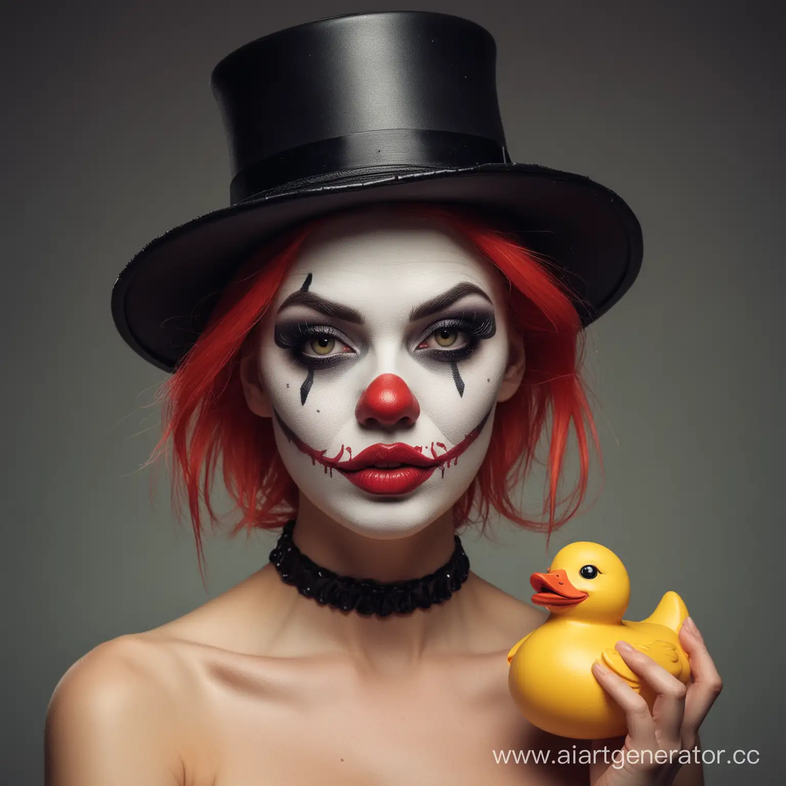 Sinister-Rubber-Duck-Clown-with-Hat-and-Makeup