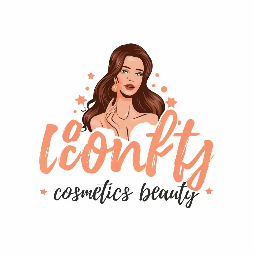 LOGO-Design-For-PCOMFY-COSMETICS-BEAUTY-Elegant-Lady-and-Typography-Blend-in-Beauty-Spa