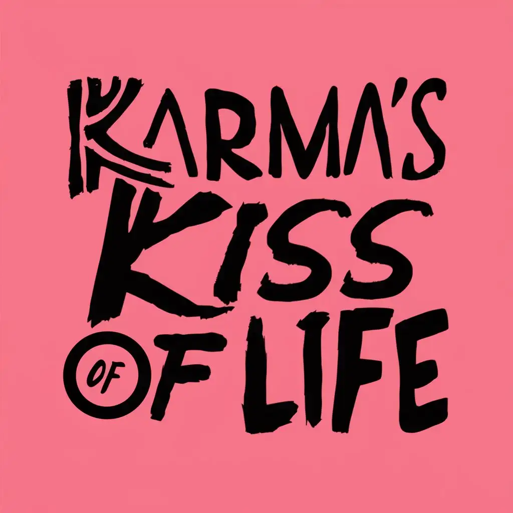 logo, quirky, with the text "Karma's Kiss Of Life", typography