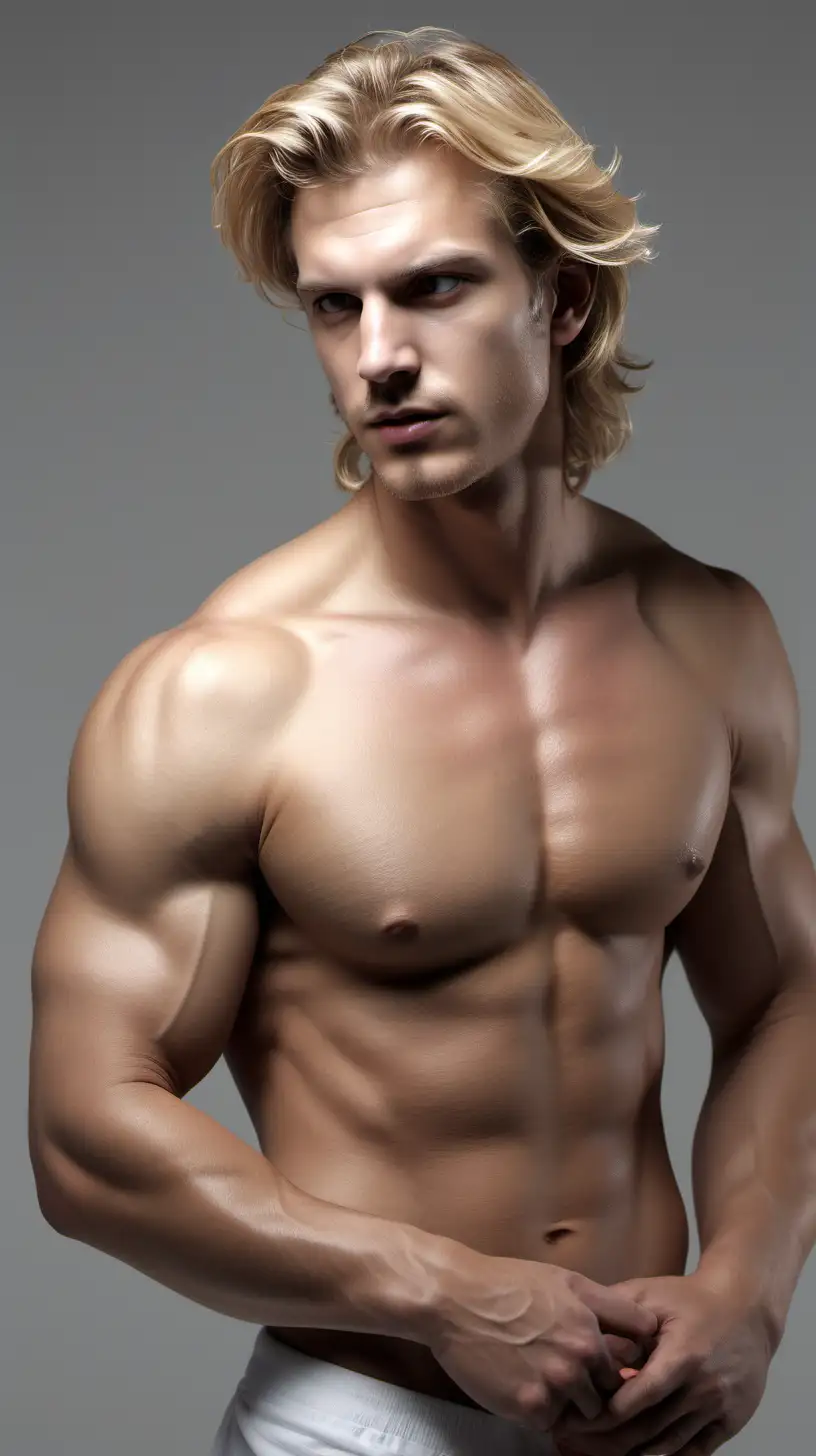 Greek Blond Male Elegance UltraRealistic 916 Portrait in Soft Studio Light