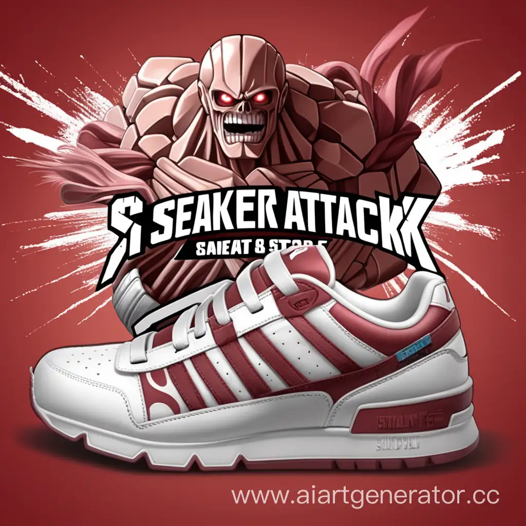 Sneaker-Attack-Unleashing-Titans-on-the-Logo-of-a-Trendy-Sneaker-Store