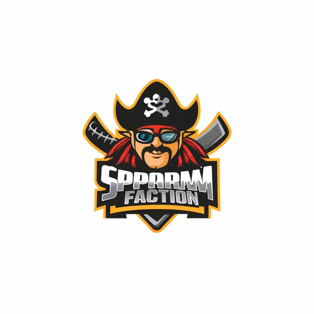 a logo design,with the text "Spamm Faction", main symbol:IT Nerd Warze Pirate Logo,Moderate,be used in Internet industry,clear background