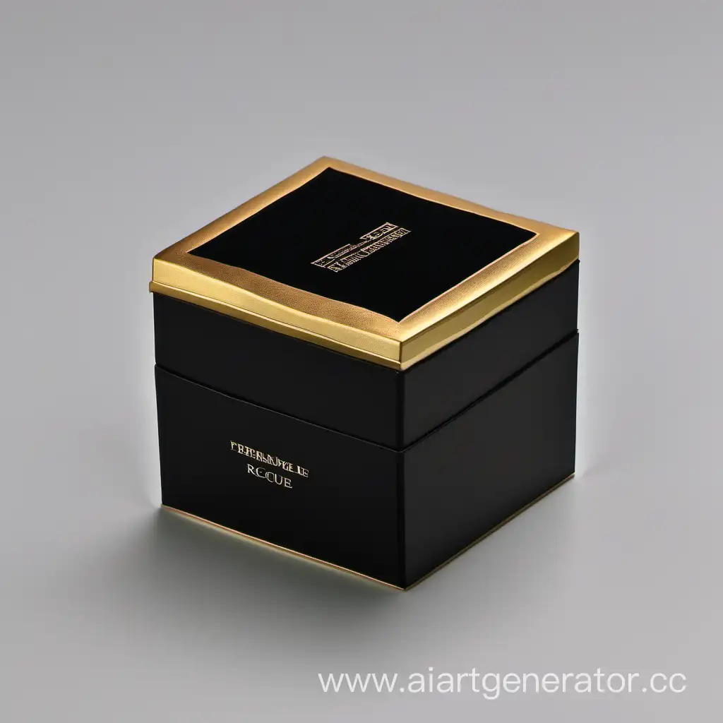 perfume rectangle box with black and gold color