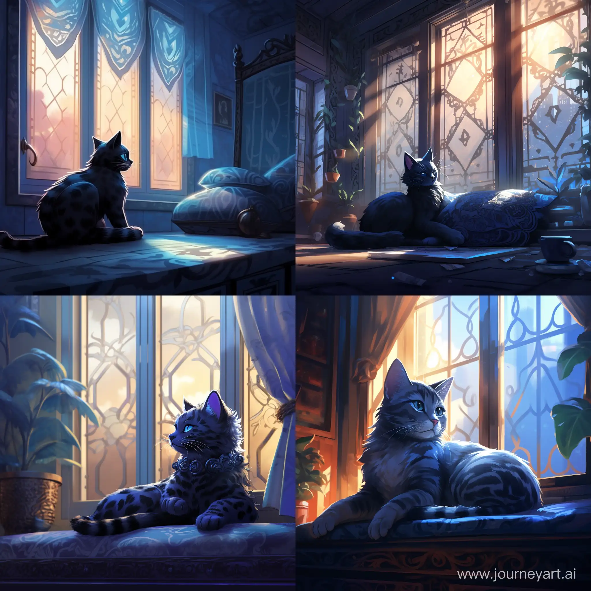 Relaxed-Blue-Cat-Lounging-by-Window-with-Soft-Light-Highlights