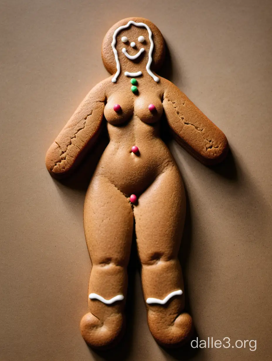 a gingerbread cookie in the shape of a naked woman
