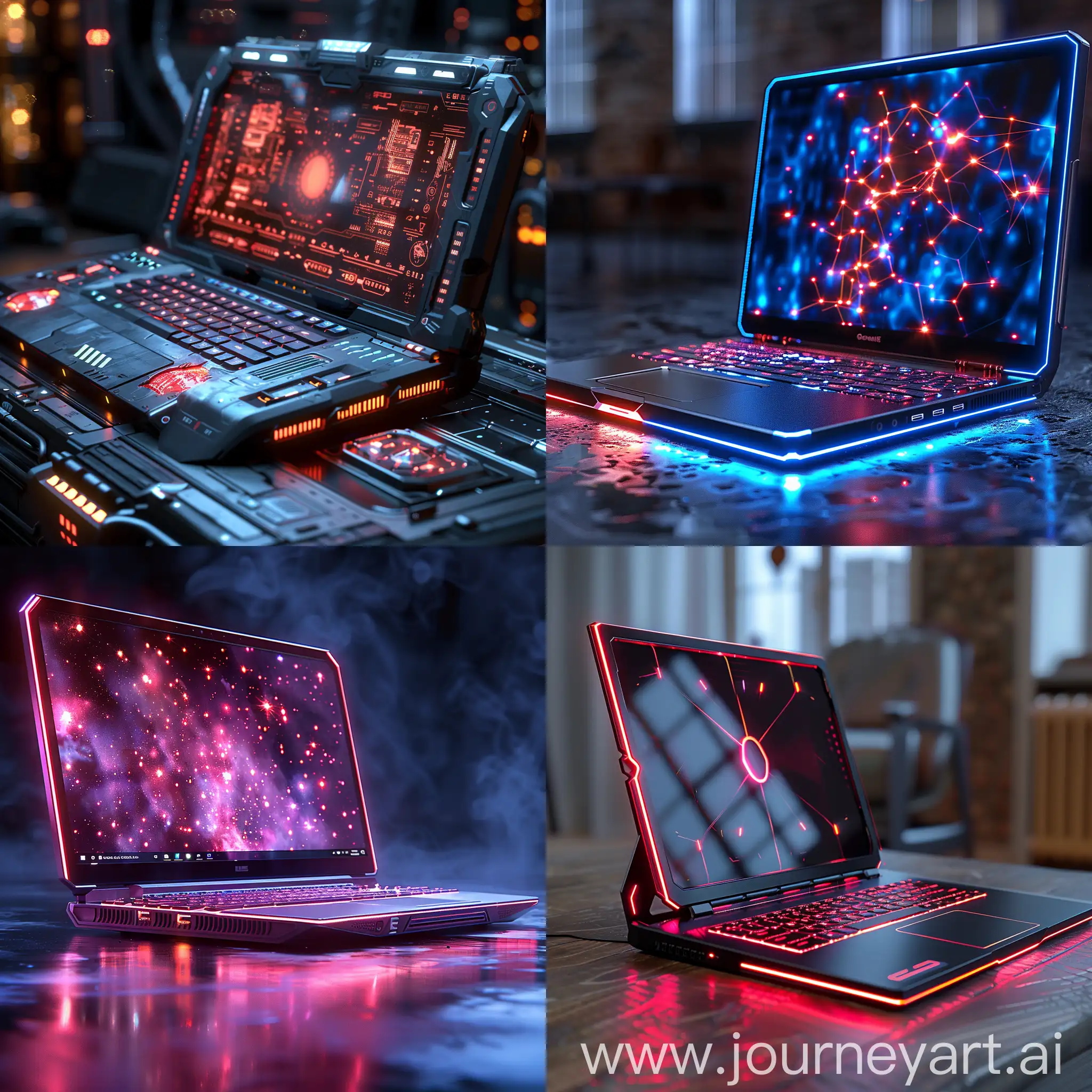 Ultra-modern futuristic laptop, ultramodern futuristic laptop, shape-shifting materials, octane render --stylize 1000