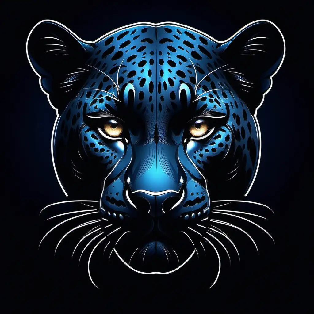Stunning Black Jaguar Face in Night Mesmerizing Wildlife Artwork